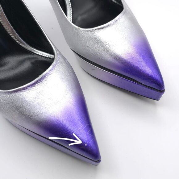 TOM FORD Size EU 39 Ombré Cone Heel Platform Pumps Cone Silver Mauve Women’s - Picture 9 of 16